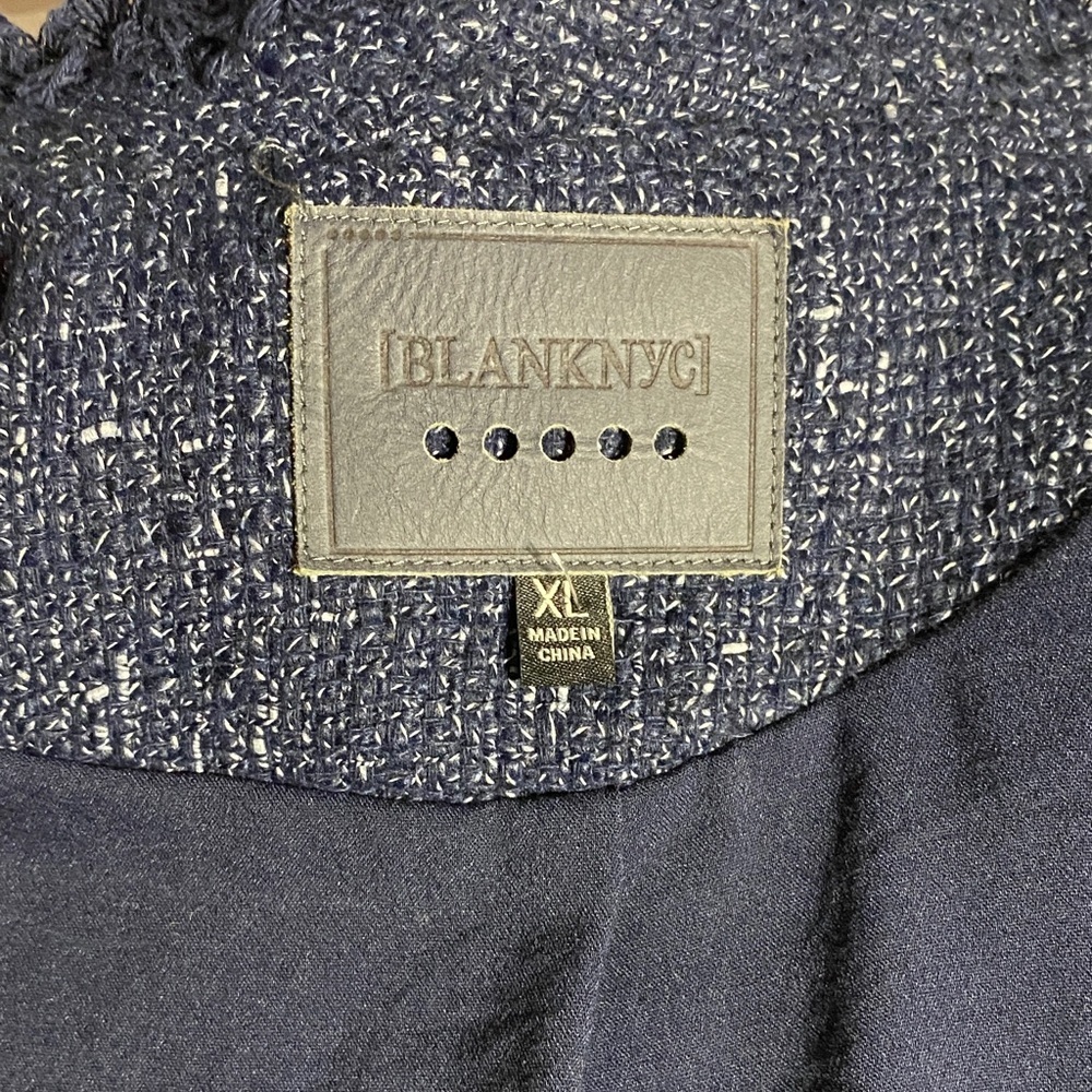 Blank NYC Navy Tweed Moto Jacket Blue Size XL - Picture 13 of 13